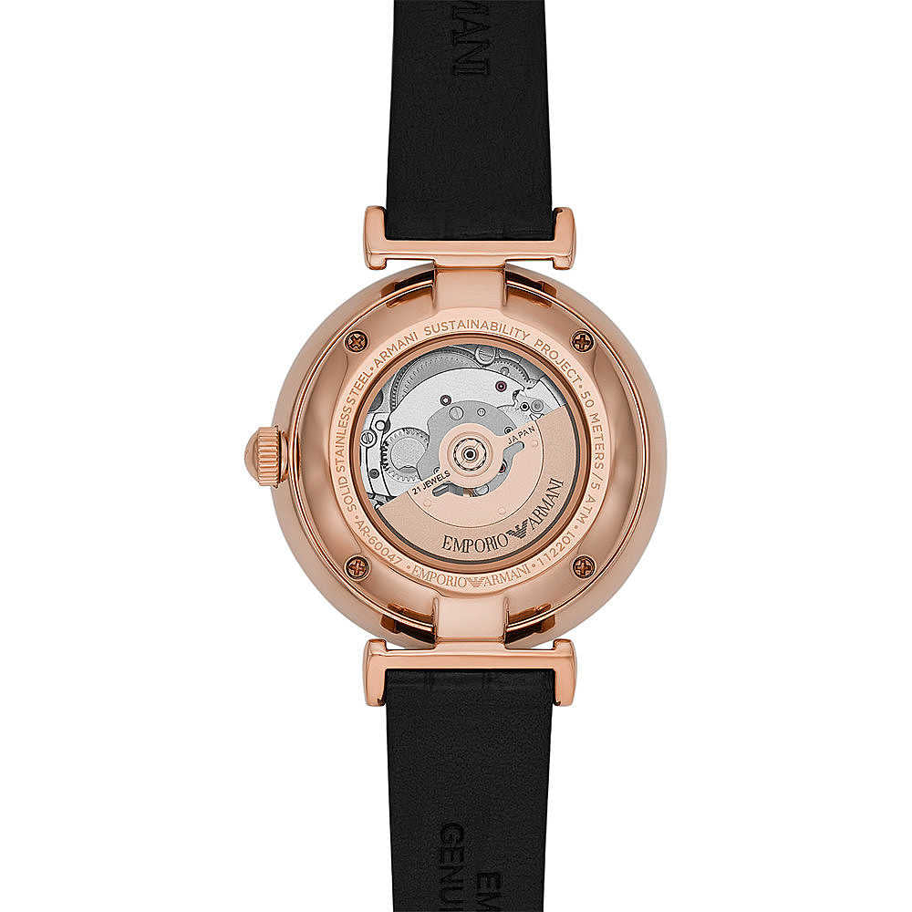 Emporio Armani Gianni T Bar Mother of Pearl White Dial Black Leather Strap Watch For Women - AR60047 Buy Now By Emporio Armani