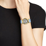 Versace V-Motif Grey Dial Blue Leather Strap Watch for Women - VERE00318 Buy Now By Versace