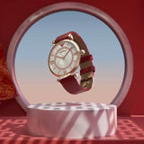 Emporio Armani Gianni T-Bar Analog Mother of Pearl Dial Red Leather Strap Watch For Women - AR11322 Buy Now By Emporio Armani