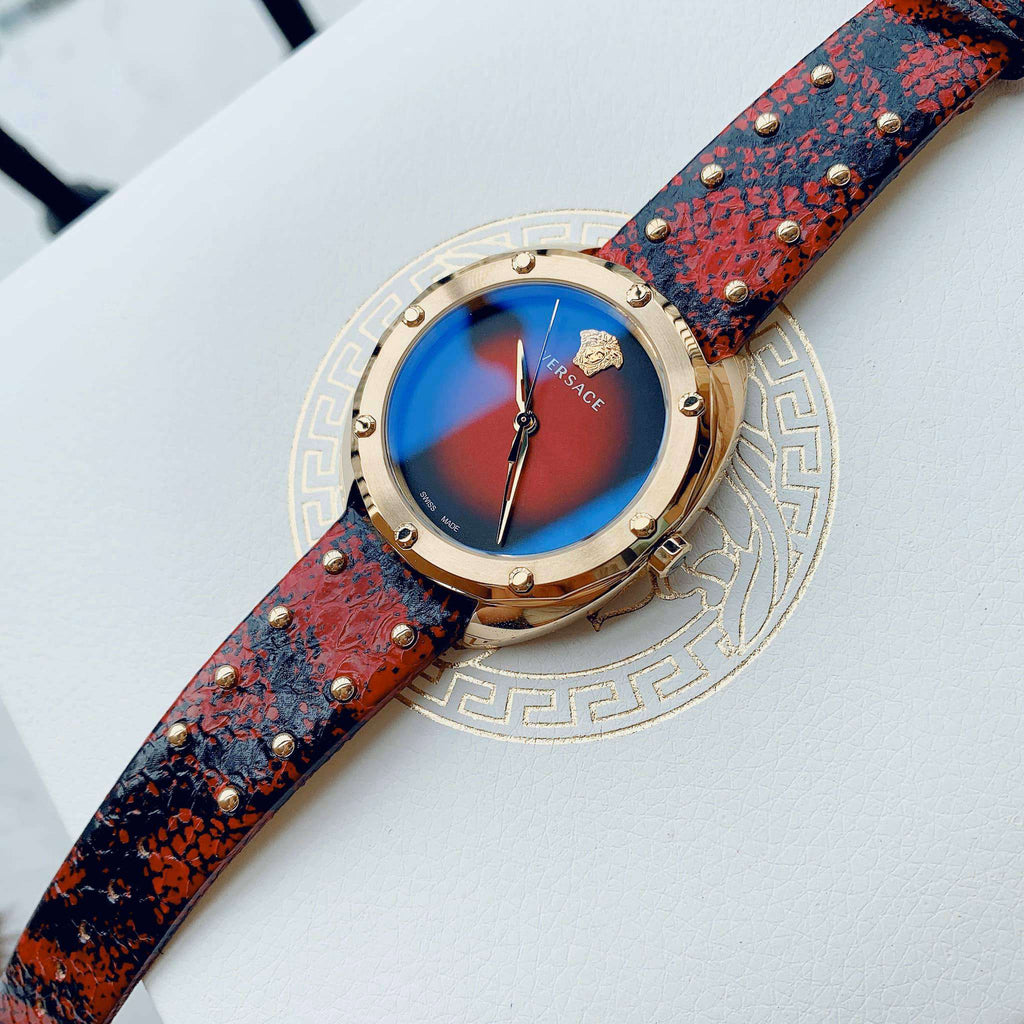 Versace Shadov Quartz Red Dial Red Leather Strap Watch for Women - VEBM00918 Buy Now By Versace