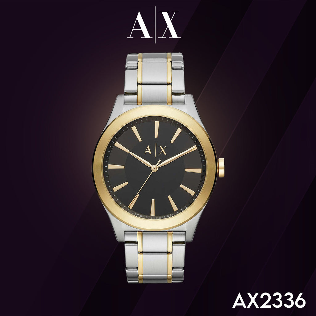 Armani Exchange Nico Analog Black Dial Two Tone Steel Strap Watch For Men - AX2336 Buy Now By Armani Exchange