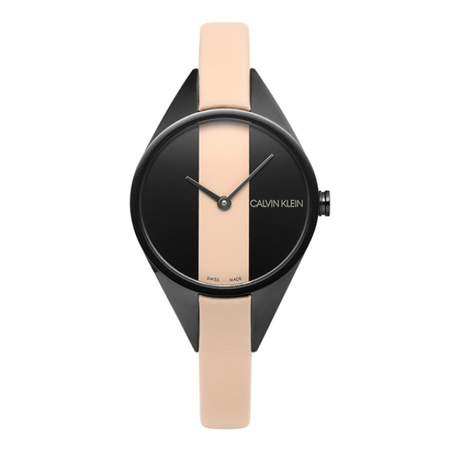 Calvin Klein Rebel Cream Black Dial Cream Leather Strap Watch for Women - K8P237X1 Buy Now By Calvin Klein