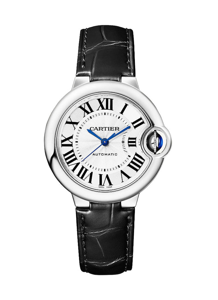 Cartier Ballon Bleu De Cartier Silver Dial Black Leather Strap Watch for Women - WSBB0030 Buy Now By Cartier