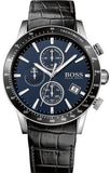 Hugo Boss Rafale Chronograph Quartz Blue Dial Black Leather Strap Watch For Men - HB1513391 Buy Now By Hugo Boss