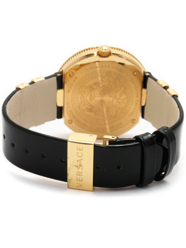 Versace V Metal Icon Gold Dial Black & Gold Strap Watch for Women - VLC030014 Buy Now By Versace