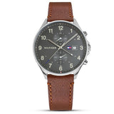 Tommy Hilfiger West Chronograph Grey Dial Brown Leather Strap Watch For Men - 1791710 Buy Now By Tommy Hilfiger