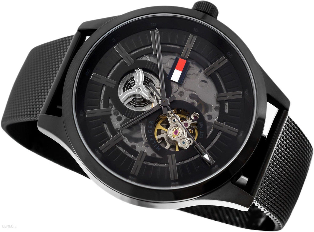 Tommy Hilfiger Spencer Skeleton Black Dial Black Mesh Bracelet Watch for Men - 1791644 Buy Now By Tommy Hilfiger