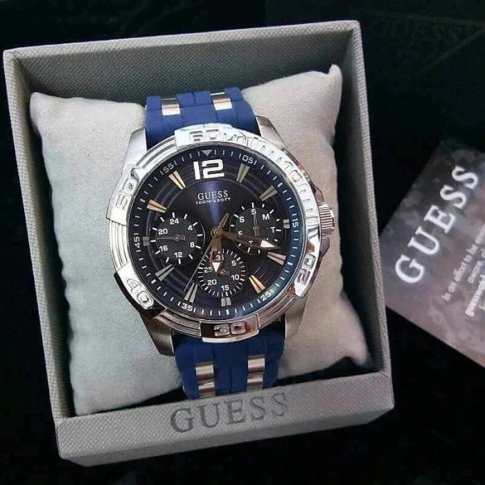 Guess Oasis Multifunction Blue Dial Two Tone Steel Strap Watch for Men- W0366G2 Buy Now By Guess