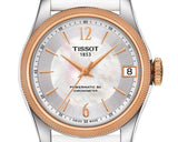 Tissot T-Classic Powermatic 80 Mother of Pearl Silver Dial White Leather Strap Watch For Women - T108.208.26.117.00 Buy Now By Tissot