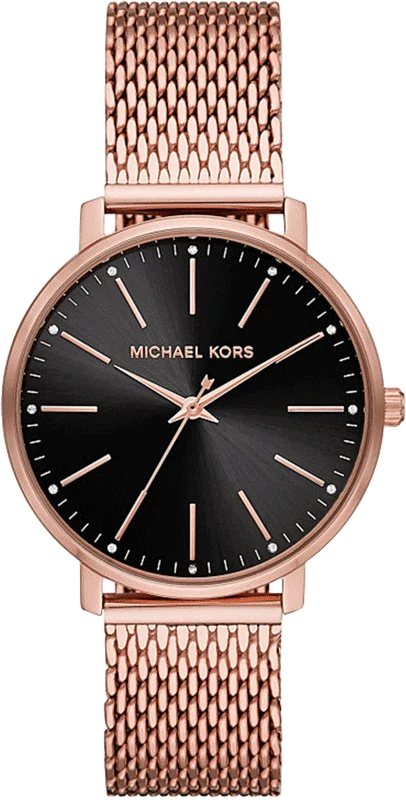 Michael Kors Pyper Analog Black Dial Rose Gold Mesh Strap Watch For Women - MK4566 Buy Now By Michael Kors