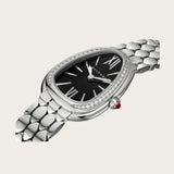 Bvlgari Serpenti Seduttori Diamonds Black Dial Silver Steel Strap Watch for Women - SERPENTI103449 Buy Now By Bvlgari