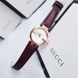 Gucci G Interlocking Mother of Pearl Dial Brown Leather Strap Watch For Women - YA133516 Buy Now By Gucci