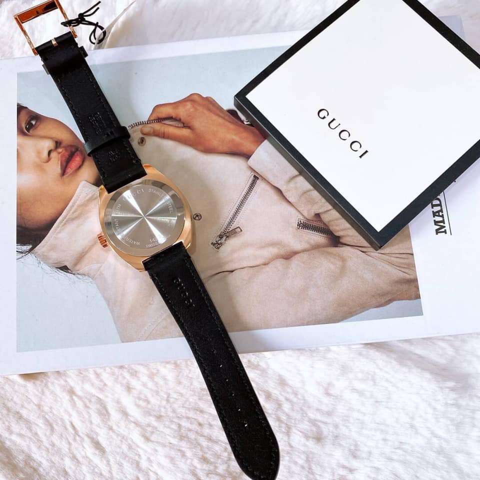 Gucci GG2570 Quartz Black Dial Black Leather Strap Watch For Men - YA142309 Buy Now By Gucci