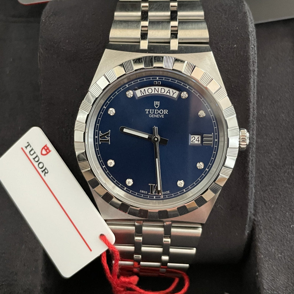 Tudor Royal Automatic Diamonds Blue Dial Silver Steel Strap Watch for Men - M28600-0006 Buy Now By Tudor