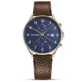 Tommy Hilfiger West Chronograph Blue Dial Brown Leather Strap Watch For Men - 1791712 Buy Now By Tommy Hilfiger