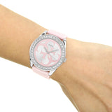 Guess G-Twist Diamonds Silver Dial Pink Rubber Strap Watch for Women - W1240L1 Buy Now By Guess