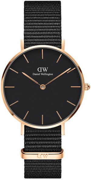 Daniel Wellington Classic Petite Cornwall Black Dial Black NATO Strap Watch For Women - DW00100215 Buy Now By Daniel Wellington