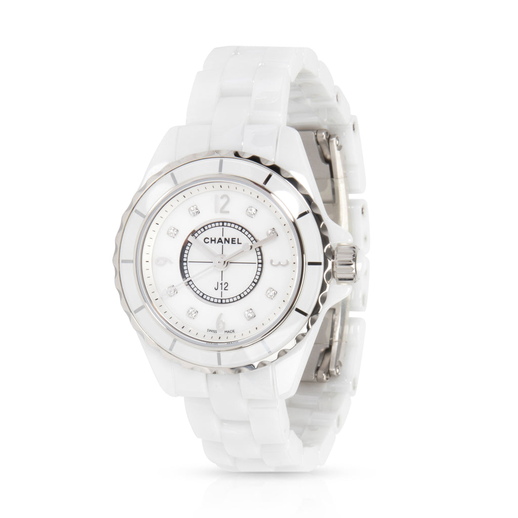 Chanel J12 Diamonds Quartz Mother of Pearl White Dial White Steel Strap Watch for Women - J12 H2570 Buy Now By Chanel