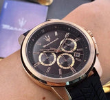 Maserati Successo 44mm Black Rose Gold Dial Black Rubber Strap Watch For Men - R8871621012 Buy Now By Maserati