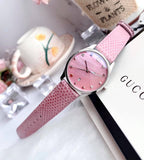 Gucci G-Timeless Pink Mother of Pearl Dial Pink Leather Strap Watch For Women - YA126586 Buy Now By Gucci