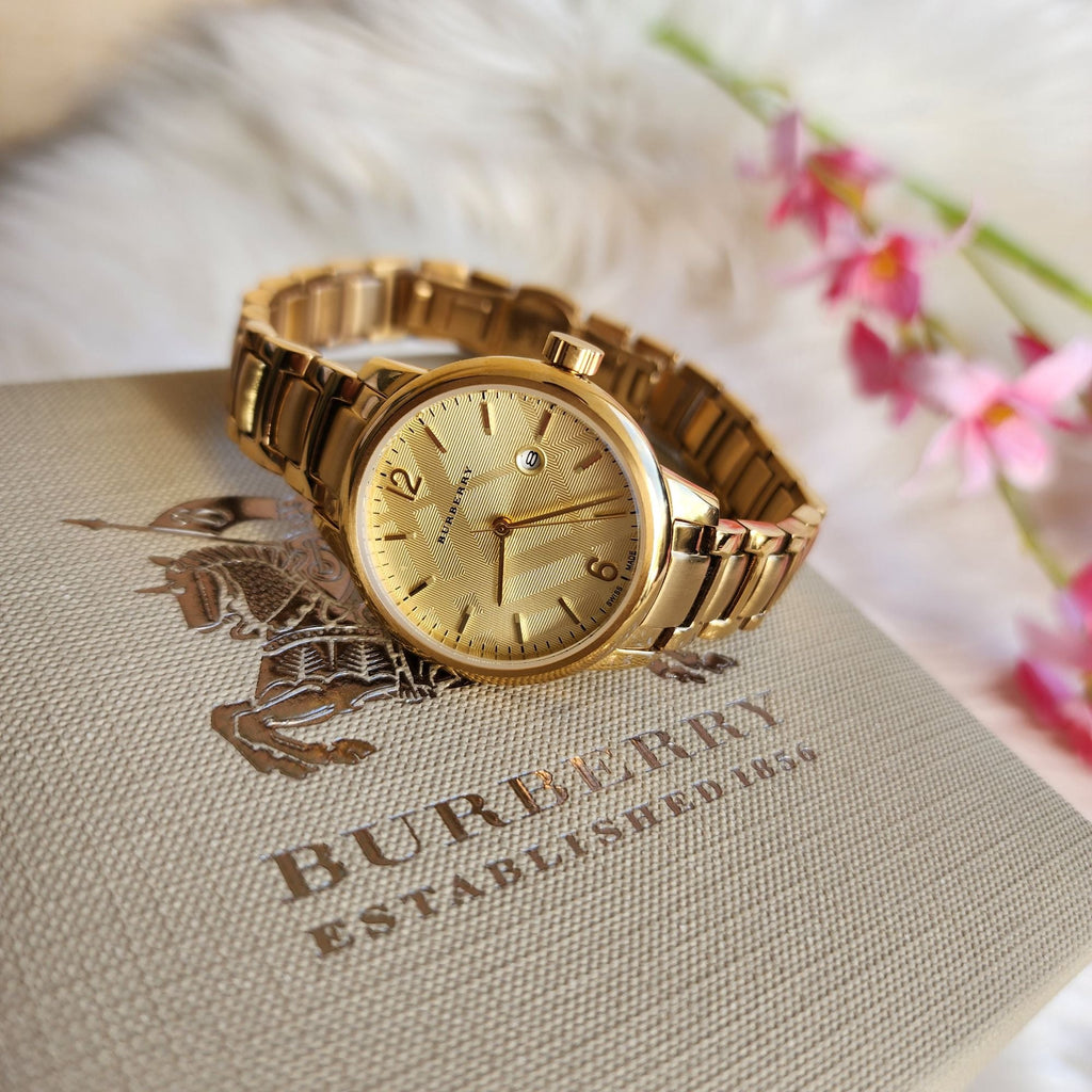 Burberry The Classic Champagne Dial Gold Steel Strap Watch for Women - BU10109 Buy Now By Burberry