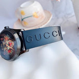 Gucci G Timeless Cat Motif Black Dial Black Leather Strap Unisex Watch - YA1264021 Buy Now By Gucci