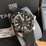 Tag Heuer Aquaracer Calibre 5 Automatic Black Dial Black Rubber Strap Watch for Men - WAY211A.FT6151 Buy Now By Tag Heuer