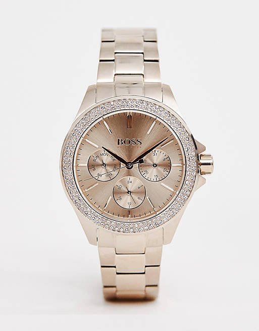 Hugo Boss Premiere Rose Gold Dial with DIamonds Rose Gold Steel Strap Watch for Women - 1502443 Buy Now By Hugo Boss