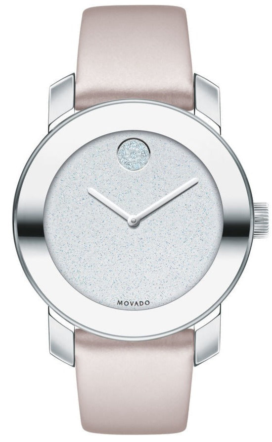 Movado Bold Glitter Silver Dial Pink Leather Strap Watch For Women - 3600522 Buy Now By Movado