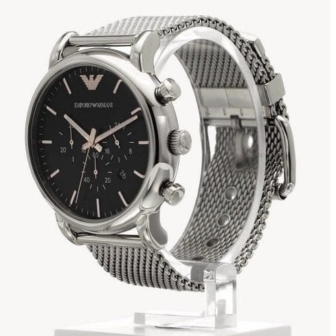 Emporio Armani Luigi Chronograph Quartz Black Dial Silver Mesh Bracelet Watch For Men - AR11429 Buy Now By Emporio Armani