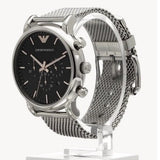 Emporio Armani Luigi Chronograph Quartz Black Dial Silver Mesh Bracelet Watch For Men - AR11429 Buy Now By Emporio Armani