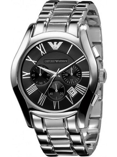 Emporio Armani Velente Chronograph Black Dial Silver Steel Strap Watch For Women - AR0674 Buy Now By Emporio Armani