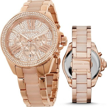 Michael Kors Wren Crystals Rose Gold Dial Rose Gold Steel Strap Watch for Women - MK6096 Buy Now By Michael Kors