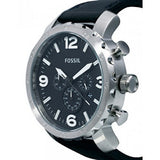 Fossil Nate Chronograph Black Dial Black Leather Strap Watch for Men - JR1436 Buy Now By Fossil