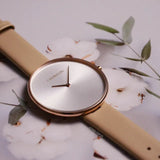 Calvin Klein Full Moon Silver Dial Pink Leather Stap Watch for Women - K8Y236Z6 Buy Now By Calvin Klein