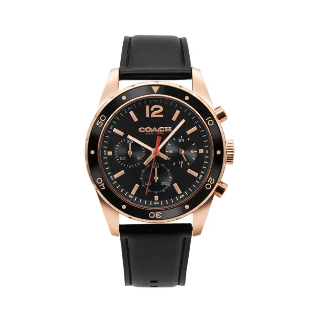 Coach Sullivan Chronograph Black Dial Black Leather Strap Watch for Men - 14602087 Buy Now By Coach