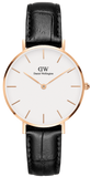 Daniel Wellington Classic Petite Reading White Dial Black Leather Strap Watch For Women - DW00100229