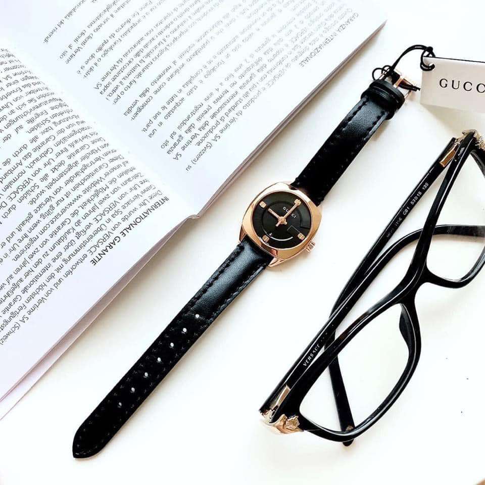 Gucci GG2570 Quartz Black Dial Black Leather Strap Watch For Women - YA142509 Buy Now By Gucci