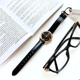 Gucci GG2570 Quartz Black Dial Black Leather Strap Watch For Women - YA142509 Buy Now By Gucci