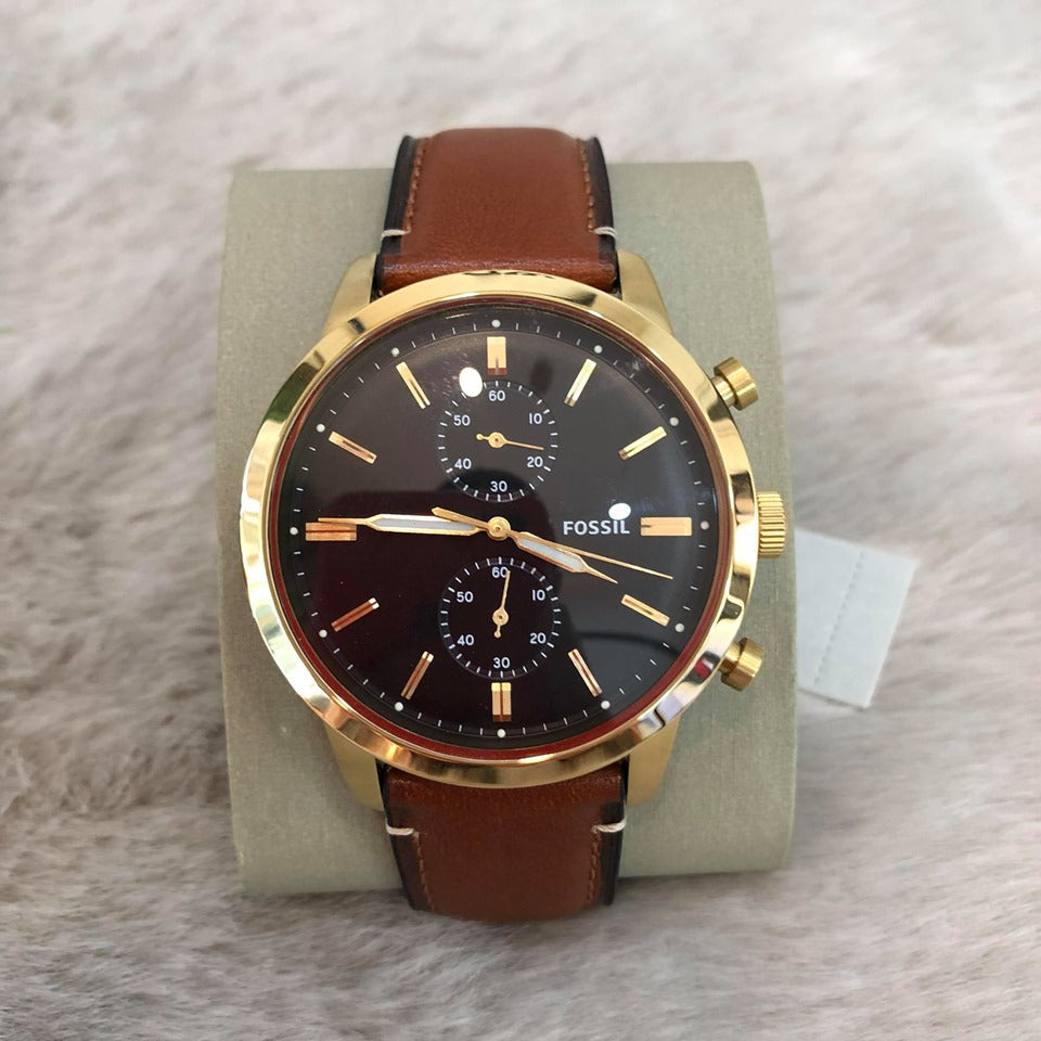 Fossil Townsman Chronograph Black Dial Brown Leather Strap Watch for Men - FS5338 Buy Now By Fossil