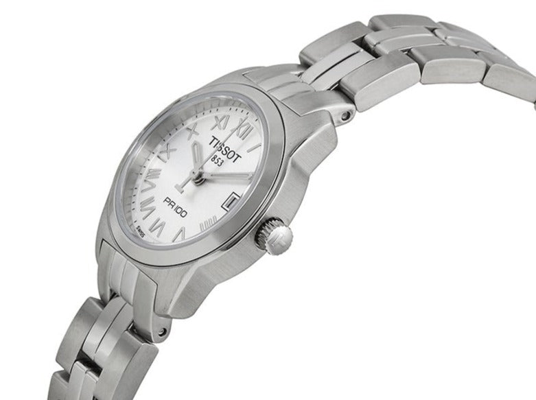 Tissot T Classic PR100 Silver Dial Silver Steel Strap Watch For Women - T049.210.11.033.00 Buy Now By Tissot