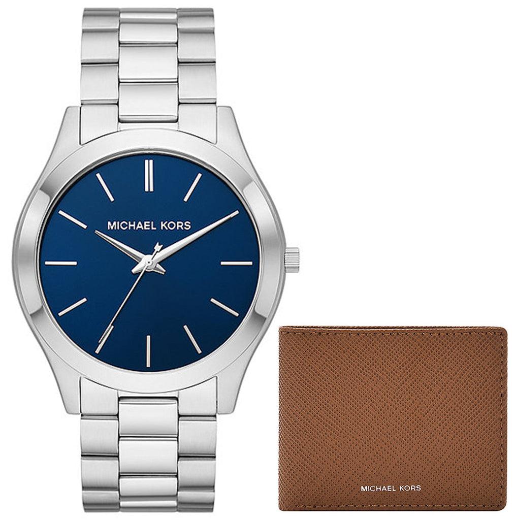 Michael Kors Slim Runway Analog Blue Dial Silver Steel Strap Watch for Men - MK1060 Buy Now By Michael Kors