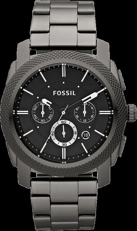 Fossil Machine Chronograph Black Dial Grey Steel Strap Watch for Men - FS4662 Buy Now By Fossil