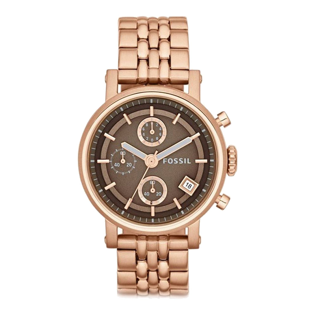Fossil Boyfriend Chronograph Brown Dial Rose Gold Steel Strap Watch for Women - ES3494 Buy Now By Fossil