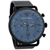 Emporio Armani Aviator Chronograph Blue Dial Black Mesh Bracelet Watch For Men - AR11201 Buy Now By Emporio Armani