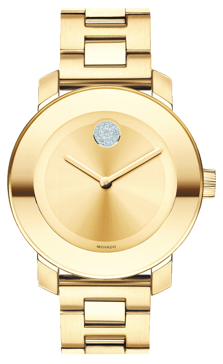 Movado Bold Gold Dial Yellow Gold Steel Strap Watch for Women - 3600104 Buy Now By Movado