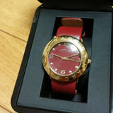 Marc Jacobs Amy Red Dial Burgundy Leather Strap Watch for Women - MBM1152 Buy Now By Marc Jacobs