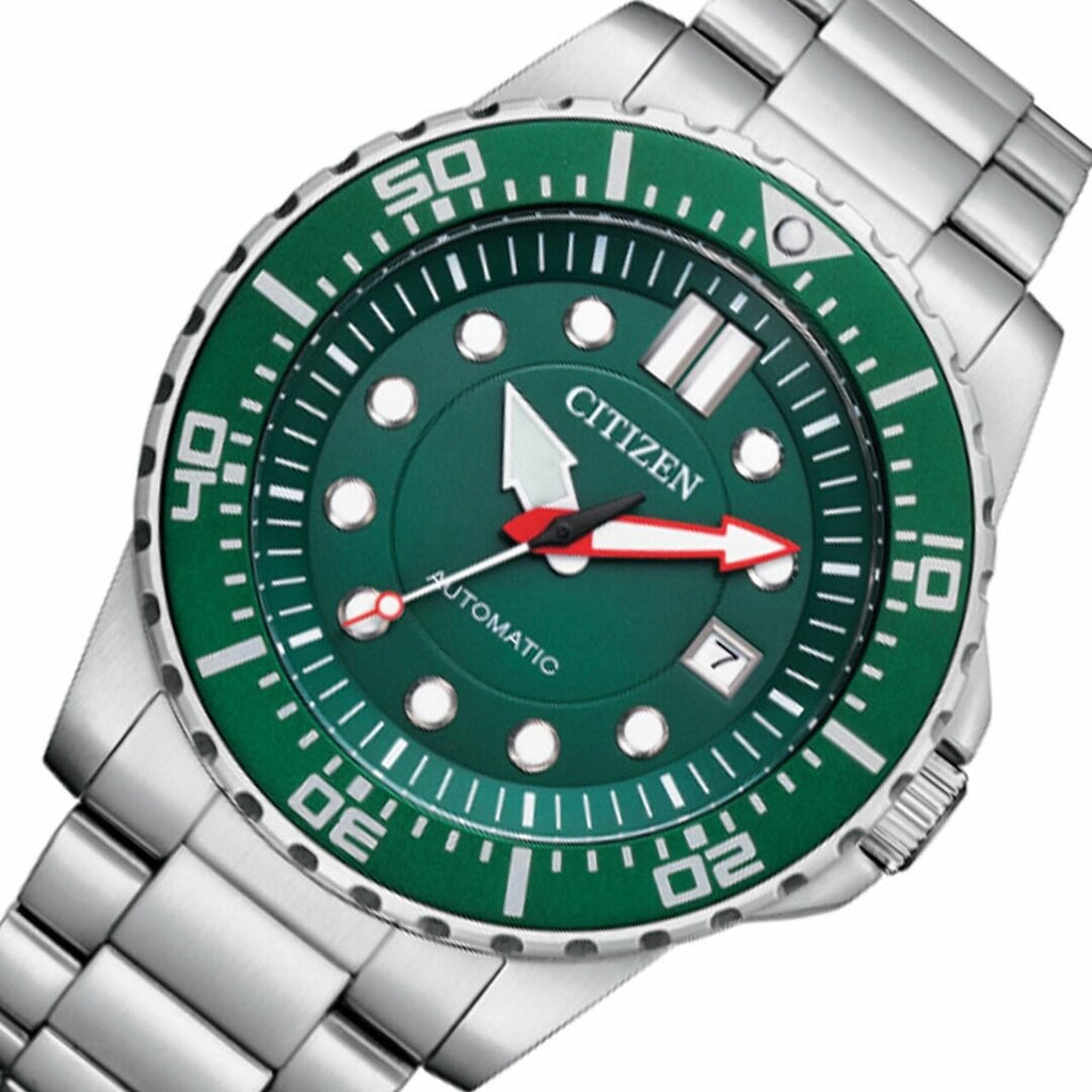 Citizen Promaster Mechanical Green Dial Silver Steel Strap Watch For Men - NJ0129-87X Buy Now By Citizen