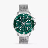 Hugo Boss Admiral Green Dial Silver Mesh Bracelet Watch for Men - 1513905 Buy Now By Hugo Boss