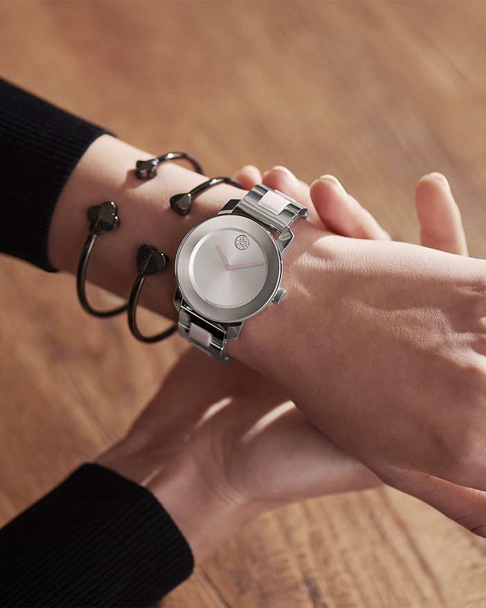 Movado Bold Ceramic Silver Dial Silver Steel Strap Watch for Women - 3600638 Buy Now By Movado